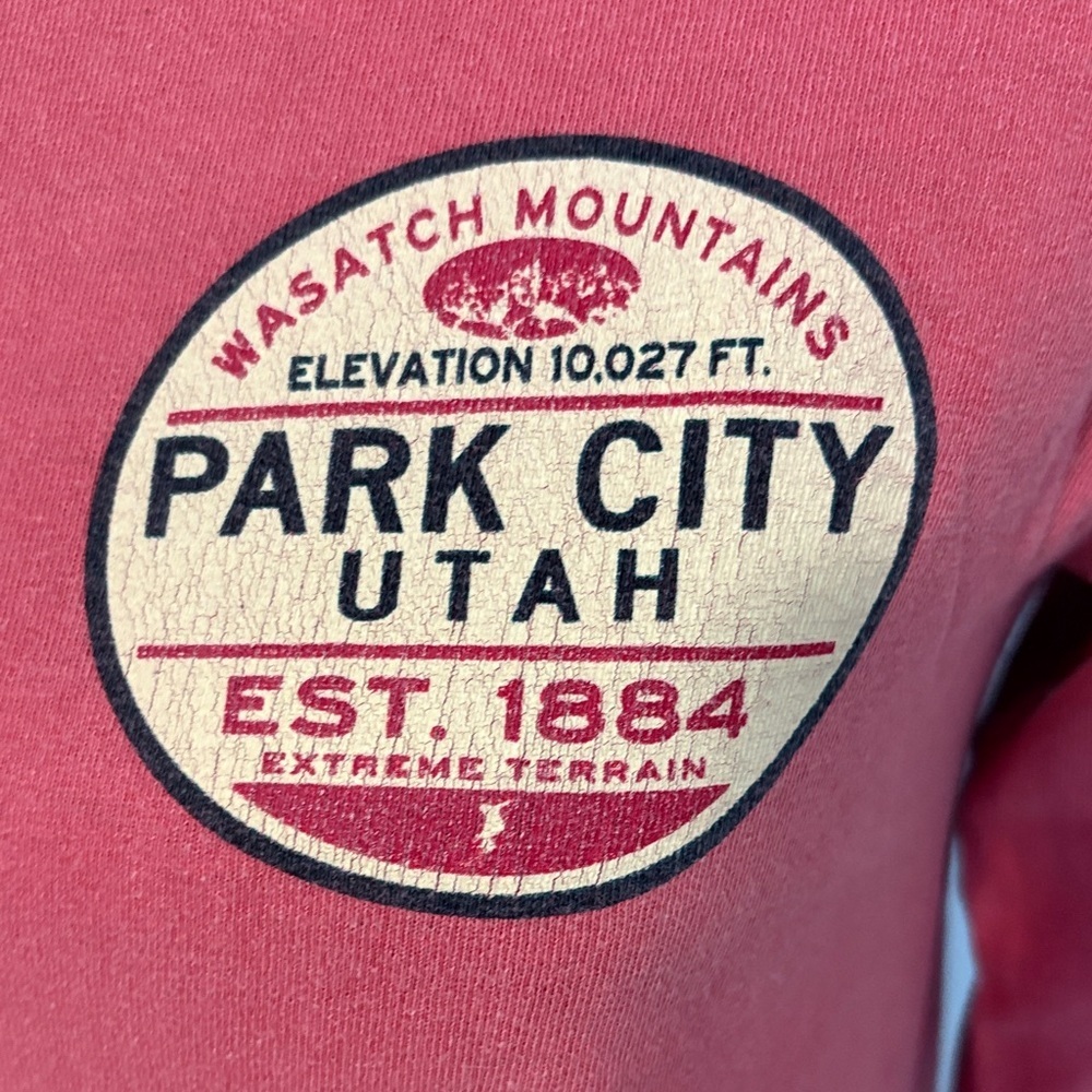 Park City Utah Long Sleeve Tee in Coral Pink - Picture 2 of 7